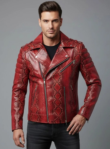 Giacca pelle serpente rosso - giacca, di