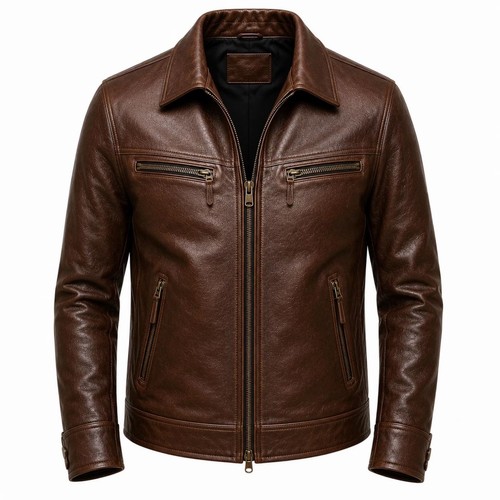 Giacca uomo marrone vera - marrone, pelle