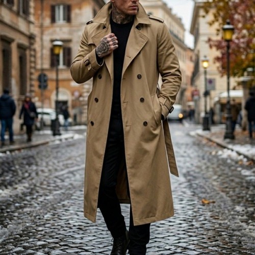 Cappotto lungo uomo kaki